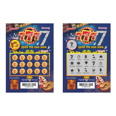 China Custom Lottery Market CMYK Lottery Scratch Tickets Printing Design Factory In China for sale