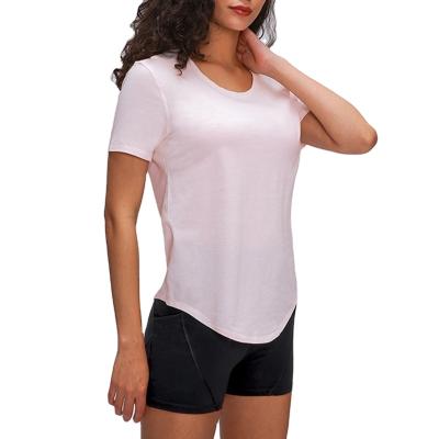 China New Design Antibacterial Women's Workout Clothes Yoga Tops Exercise Gym Short Sleeve T Shirts for sale