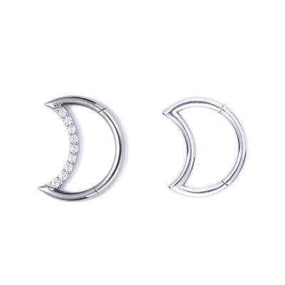 China Trendy ASTM F136 Moon Clicker Titanium Tragus Earrings Piercing Titanium Body Jewelry for sale