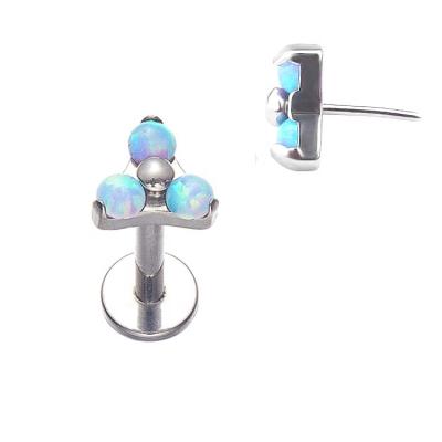 China Fashionable ASTM F136 Threadless Titanium Fork Set Opal Gem Labret Titanium Lip Piercing Ring for sale