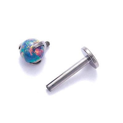 China FASHIONABLE ASTM F136 Titanium Internally Threaded 3 Prong Opal Ball Labret Stud Piercing Jewelry for sale