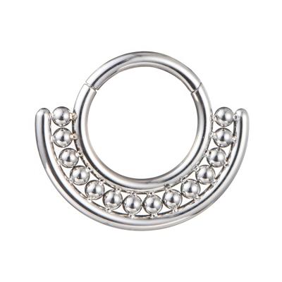 China FASHIONABLE ASTM F136 Titanium Hinged Segment Rings With Ball Clicker Nose Ring Piercing for sale