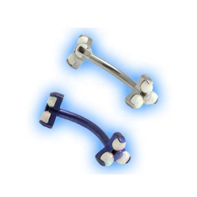 China Trendy Titanium Eyebrow Curved Barbell with Opal Trio Attachments Eyebrow Ring for sale