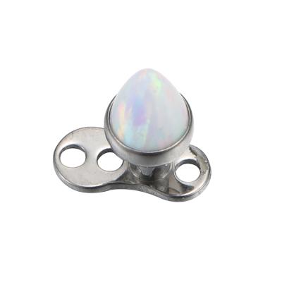 China ASTM FASHIONABLE F136 Internally Threaded Opal Body Jewelry Dermal Anchor Titanium for sale