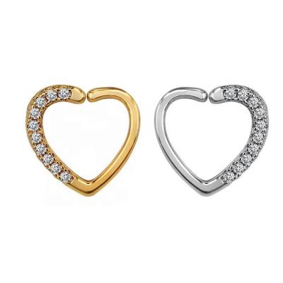 China Trendy 14K Gold Plated Jewelry Heart Shape Earrings With Bezel Set CZ Stone for sale