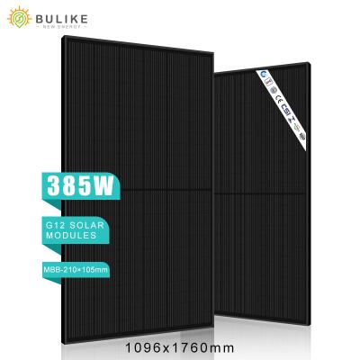 China New Popular High Efficiency Mono Solar Panel Design All Black 385w G12 Half Cell Mono PV Solar Panels for sale