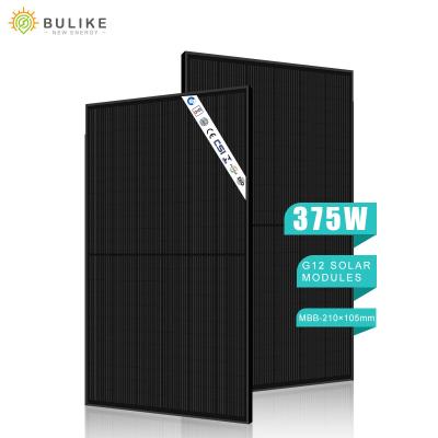 China High efficiency mono solar panel 32v 48v 72v multifunctional all glas recom industriales g12 375w black mono solar panel for sale