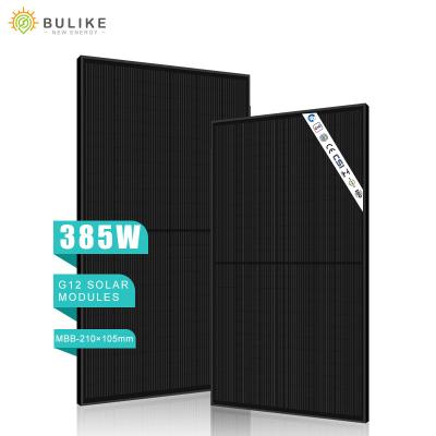 China High Efficiency Mono Solar Panel Easy Installation 385 Watt 24v 48v G12 Full Black Half Cut Mono Solar Panels For Solar Power System for sale