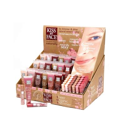 China Advertising Facial Serum PDQ Counter Display Rack Corrugated Cardboard Cosmetics Table Top Display Rack For Cosmetics Store for sale