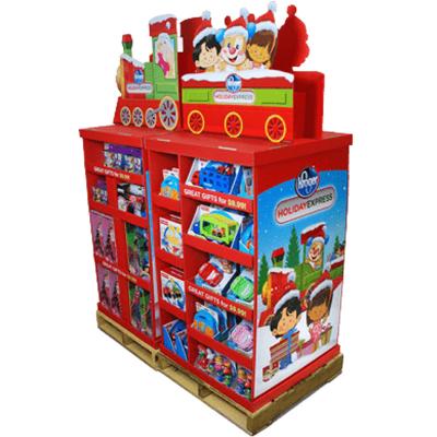 China Advertising Brain Game Quarter Pallet Display Rack Corrugated Cardboard Puzzle Toys Pallet Retail Display Shelving For Store for sale