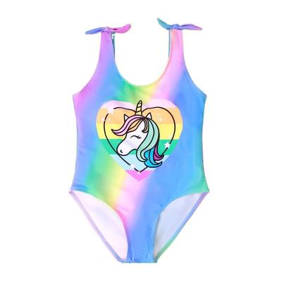 China Pink Unicorn Gradient Pattern Children's Swimwear Girls' Bikini Breathable One Piece Swimsuit for sale