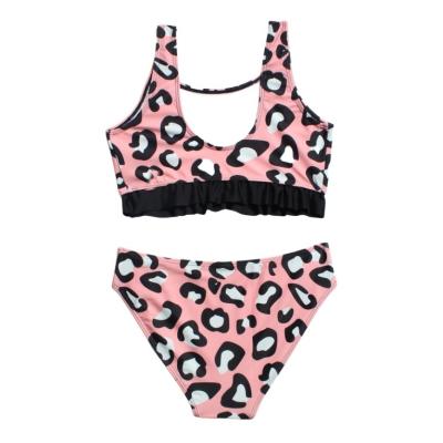 China NEW Breathable Pink Leopard Print Sling Slit Triangle Bikini Swimwear Bikini Swimwear for sale