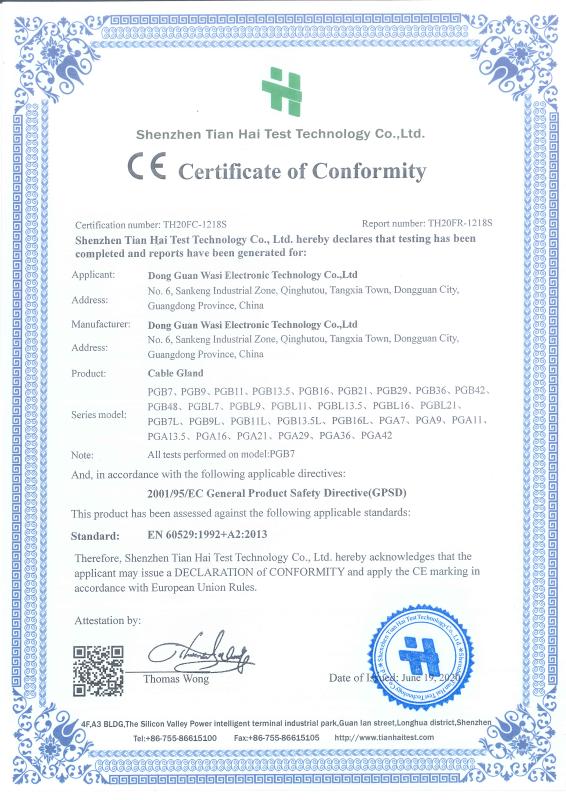 CE - Dongguan City Wasi Electronic Technology Co., Ltd.