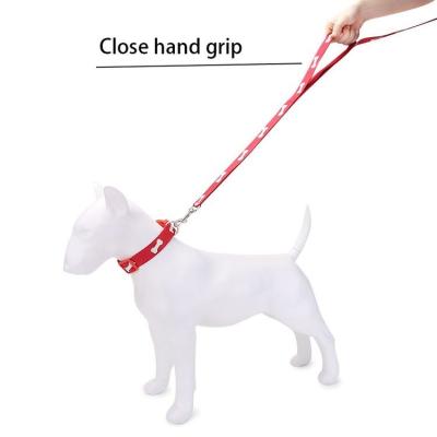 China Viable Dog Leash Set Reflective Nylon Medium Large Dog Rope Polyester Handle Printed Luminous Dog Collar for sale