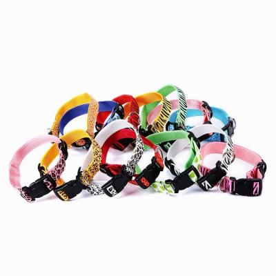 China Viable Wholesale Pet Small Medium Dogs Travel Collar Leopard Collar Fabric Nylon Color Random Adjustable Dog Collar for sale