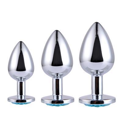 China For Men Women Couples Sex Games Factory Supply Cheap S M L Size Butt Plug Set Sex Toy Metal Stainless Crystal Ellipse Jewel Anal Plug For Women Man for sale