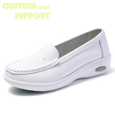 China Genuine cowhide color leather white slip on genuine leather zapatos de para de dansko enfermeras shoes wholesale for sale