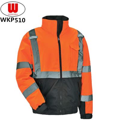 China Reflective Water Proof Long Safety Pavement Jacket With Quilted Padding for sale