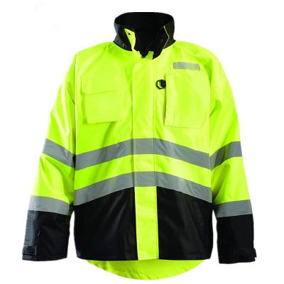 China Yellow High Visibility Waterproof Clothing Single Pocket Rain Capable Jacket for sale