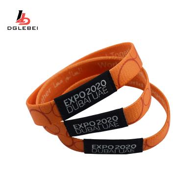 China Custom Charm Elastic Wristband Polyester Band Wristband Logo Pattern Fashion Bag Gift for sale