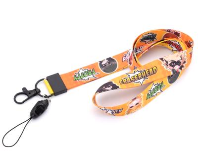 China Printed Lanyard Accessories Customize Silk Customizable Durable Lanyard Custom College 100 Polyester Cell Phone Holder Bag for sale