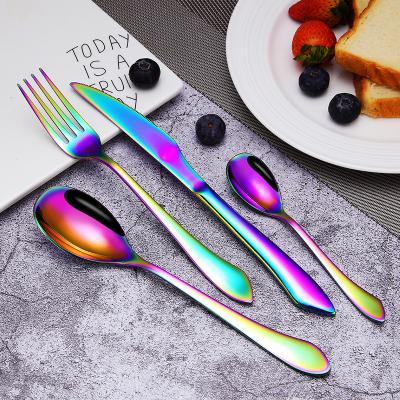 China Restaurant Hotel Wedding Party Rainbow Sustainable High Quality High Quality Flatware Set Stainless Steel Cutlery Set for sale