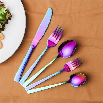 China Sustainable Banquet Special Colorful Luxury Fine Cutlery Dining Knife Fork Spoon Stainless Steel Hotel Restaurant Supplying Silverware for sale