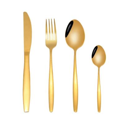 China Restaurant Viable Gold Mirror Polish Spoon Knife Fork Flatware Set Stainless Teel Cutlery Set for sale