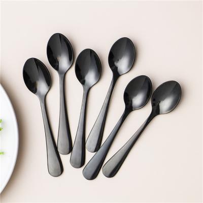 China Sustainable Wholesale High Quality Eco-friendly Flatware Stainless Steel Black Dessert Tea Spoons for sale