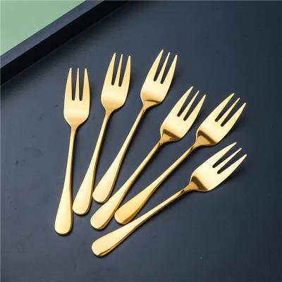 China Hot Selling Sustainable Gold Flatware Family Good Quality Small Luxury Stainless Steel Cake Fruit Fork For Sale for sale