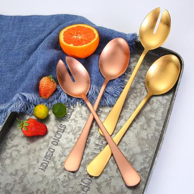 China Sustainable Good Quality Tableware Matte Stainless Steel Servers Spoon And Fork Salad Spoon for sale