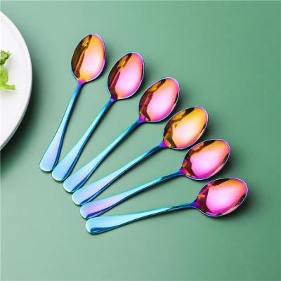 China Sustainable European Style Custom Made Metal Stainless Steel Espresso Coffee Coffee Tea Serving Luxury Colorful Small Spoon For Souvenir for sale