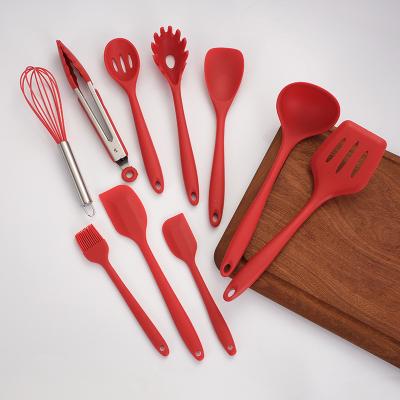 China Amazon Sustainable Hot Sale Cheap Eco-friendly Restaurant Home Used Red Kitchenware Silicone Cookware Kitchen Utensil Set for sale