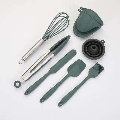 China Amazon Viable Wholesale High Quality Hot Sale Restaurant Home Green Silicone Utensil Set Cooking Kitchen Utensils For Sale for sale