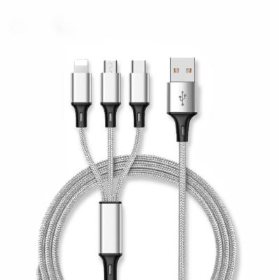 China Cheap Mobile Phone Etc.electronic Product USB Cable Nylon Fast Charging 3 In 1 USB Cable For Micro USB V8 for sale