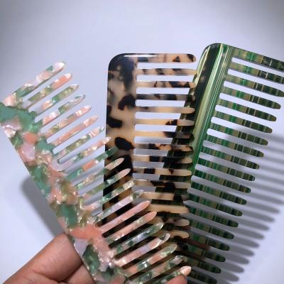 China Custom Handmade Gorlee Logo Tortoise Shell Cellulose Acetate Blonde Oblong Hair Comb and Wide Tooth Brushes for sale