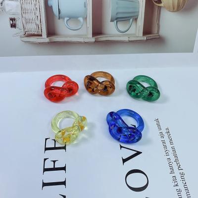 China Gorlee Cute Wholesale Fashion Acrylic Twisted Rings Wrapped Knot Rings Acrylic Statement Designer Jewelry for sale