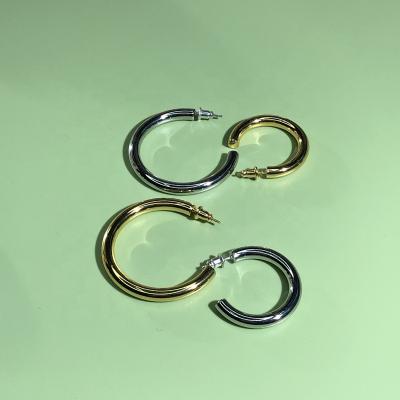 China Small and Large Chunky Hoop Earrings Thick cc Statement Earrings Jewelry Women Ladies Gold Minimalist Wholesale TRENDY Stainless Steel for sale