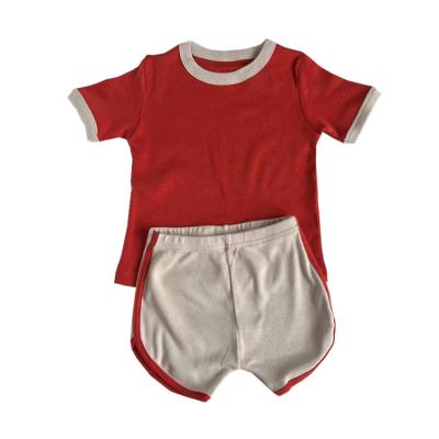 China Unisex Vintage Kids Clothing Set Infant Boys Comfortable Short Sleeve Baby Gear Suit Toddler Outdoor Sports Suit for sale