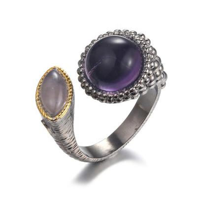 China CLASSIC 925 Sterling Silver Amethyst Ring Wedding Colorful Jewelry Ring Custom For Her Gifts for sale