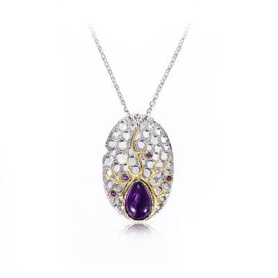 China CLASSIC Handmade Amethyst 925 Sterling Silver Jewelry Necklace for sale