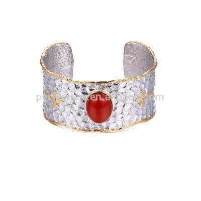 China Custom Made Agate CLASSIC 925 Sterling Silver Gold Plated Bracelet for sale