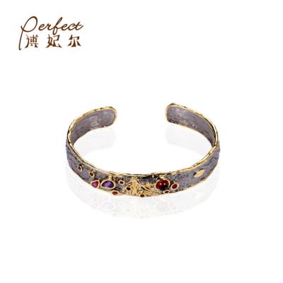 China Retro Design Italian Amethyst 925 Bracelet CLASSIC Sterling Silver Gold Plated Bracelet for sale