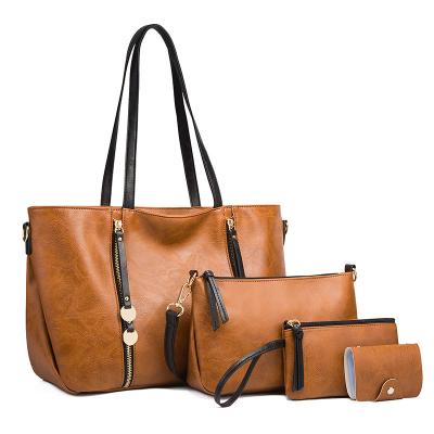 China 2022 New Fashion PU Leather Bag Three Piece Tote Bag Single Shoulder Diagonal Straddle Handbag for sale