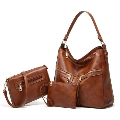 China 2022 Fashion Ladies Designer Ladies Shoulder Tote Zipper Purse Pu Leather Satchel Cross - Newest Women 3 Pcs Handbags Set Of Body Bag Bags for sale