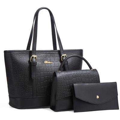 China New Fashion Crocodile Pattern Three Piece Blanket Mother Bag Large Capacity Tote Bag Handbag for sale