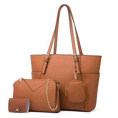 China 2022 new fashion PU leather mother and child bag four pieces set large capacity single shoulder bag Tote Bag for sale