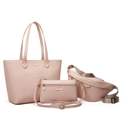 China 2022 new fashion luxury waterproof ladies 3 pieces set PU leather waist bag shoulder bag handbag for women for sale