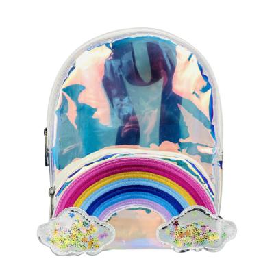 China 2022 fashion cartoon cute children's transparent backpack Jelly Backpack Large Capacity Schoolbag colorful rainbow for sale