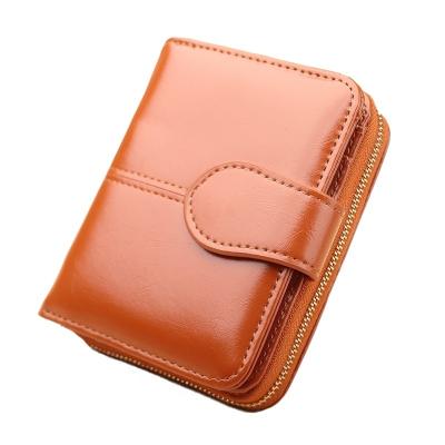 China New Fashion Women's Small Zipper Oil Wax Leather Coin Bag Wallet Card Bag Purse for sale